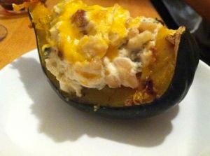 Acorn squash with ricotta and pears. 