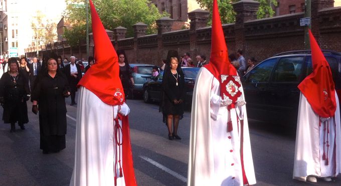 Samana Santa (holy week) is serious business in Madrid. Parades like this one are all over. 