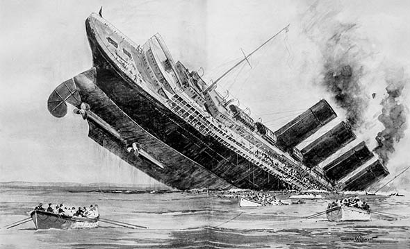 Sinking of the Lusitania, May 15, 1915.